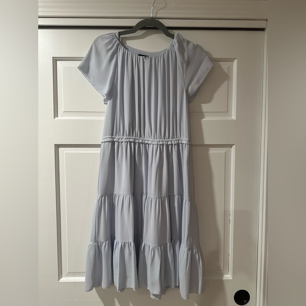 NWT Ann Taylor Light Blue Tiered Flutter Sleeve Dress - Size 2